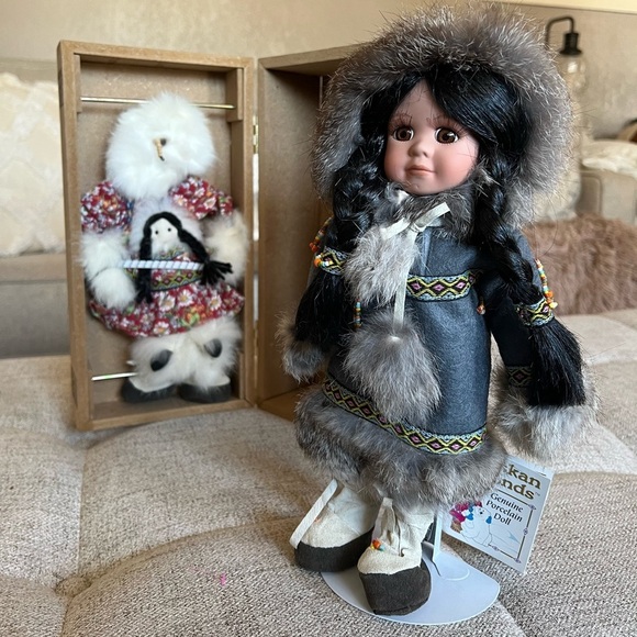 Alaskan friends 12” vintage collectible eskimo porcelain doll - Picture 1 of 15